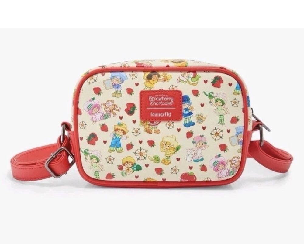 Loungefly Strawberry Shortcake Cream Red Crossbody Bag Detachable Strap | New